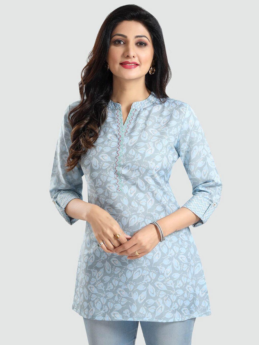 saree swarg blue floral printed kurti