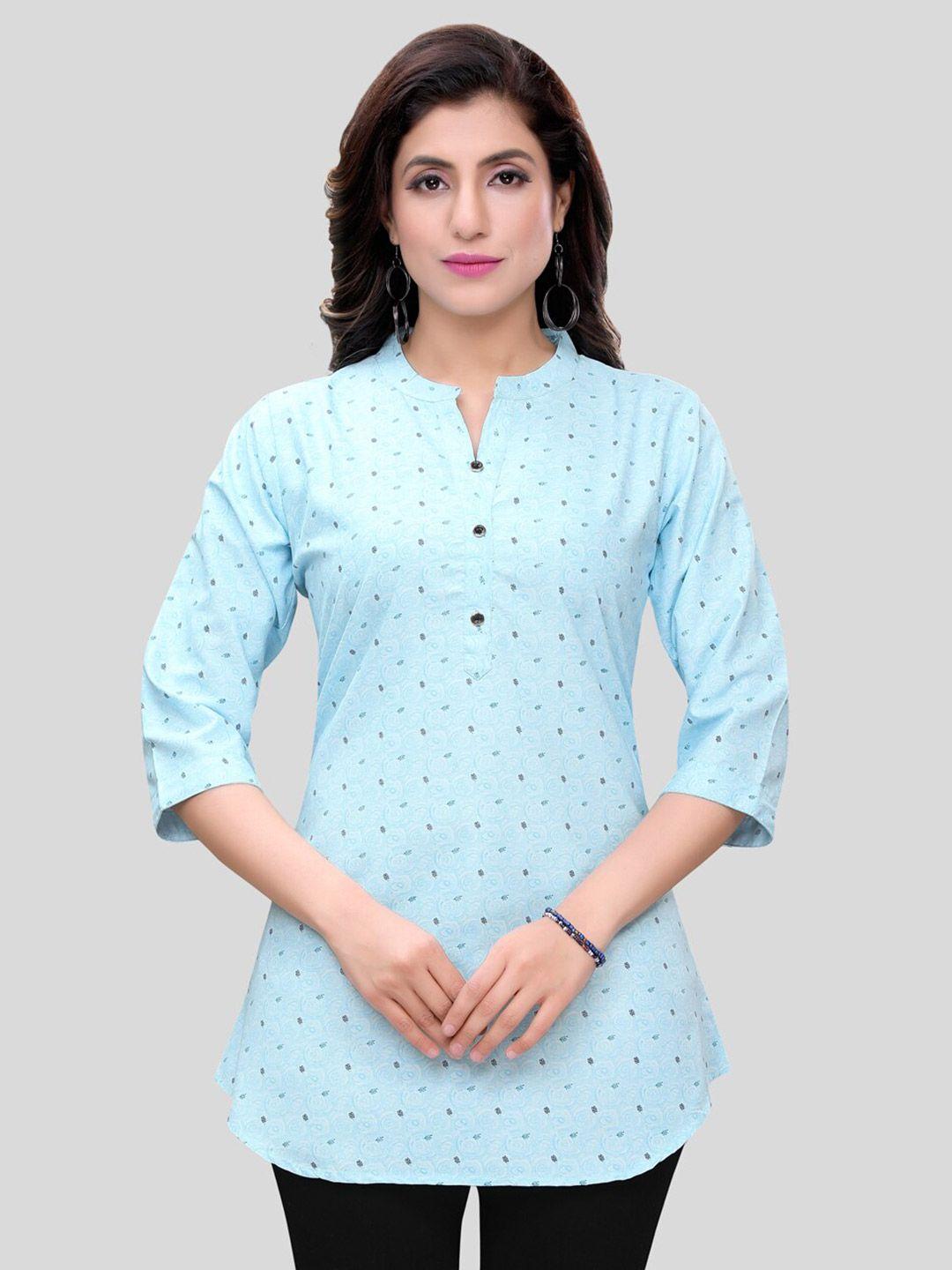 saree swarg blue floral printed kurti