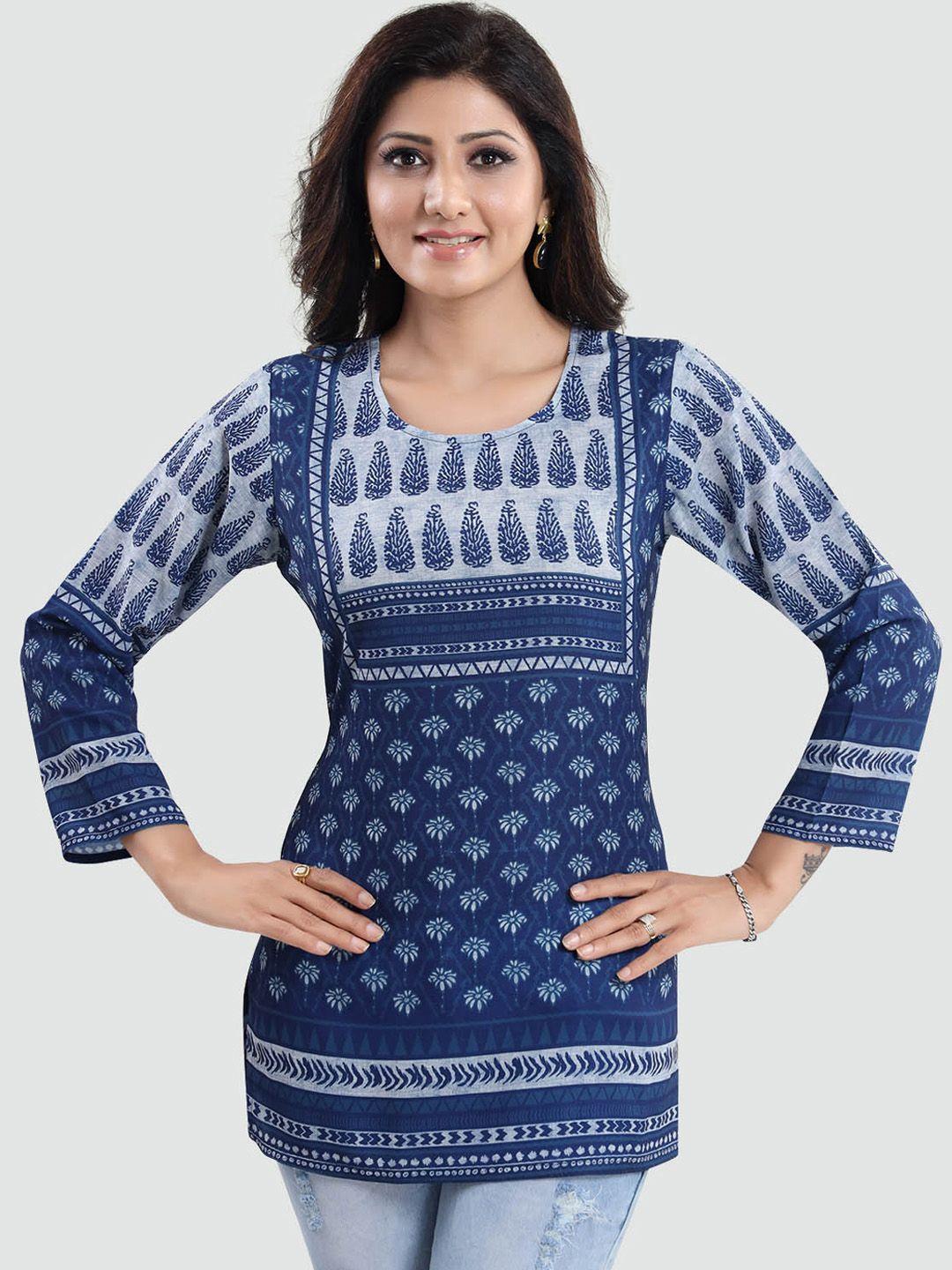 saree swarg blue print crepe top