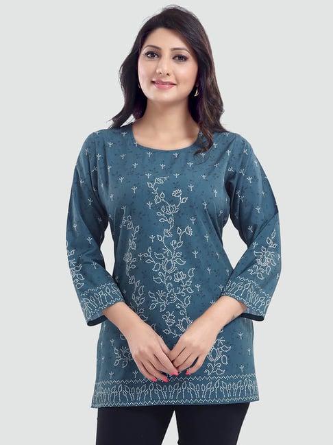 saree swarg blue printed tunic