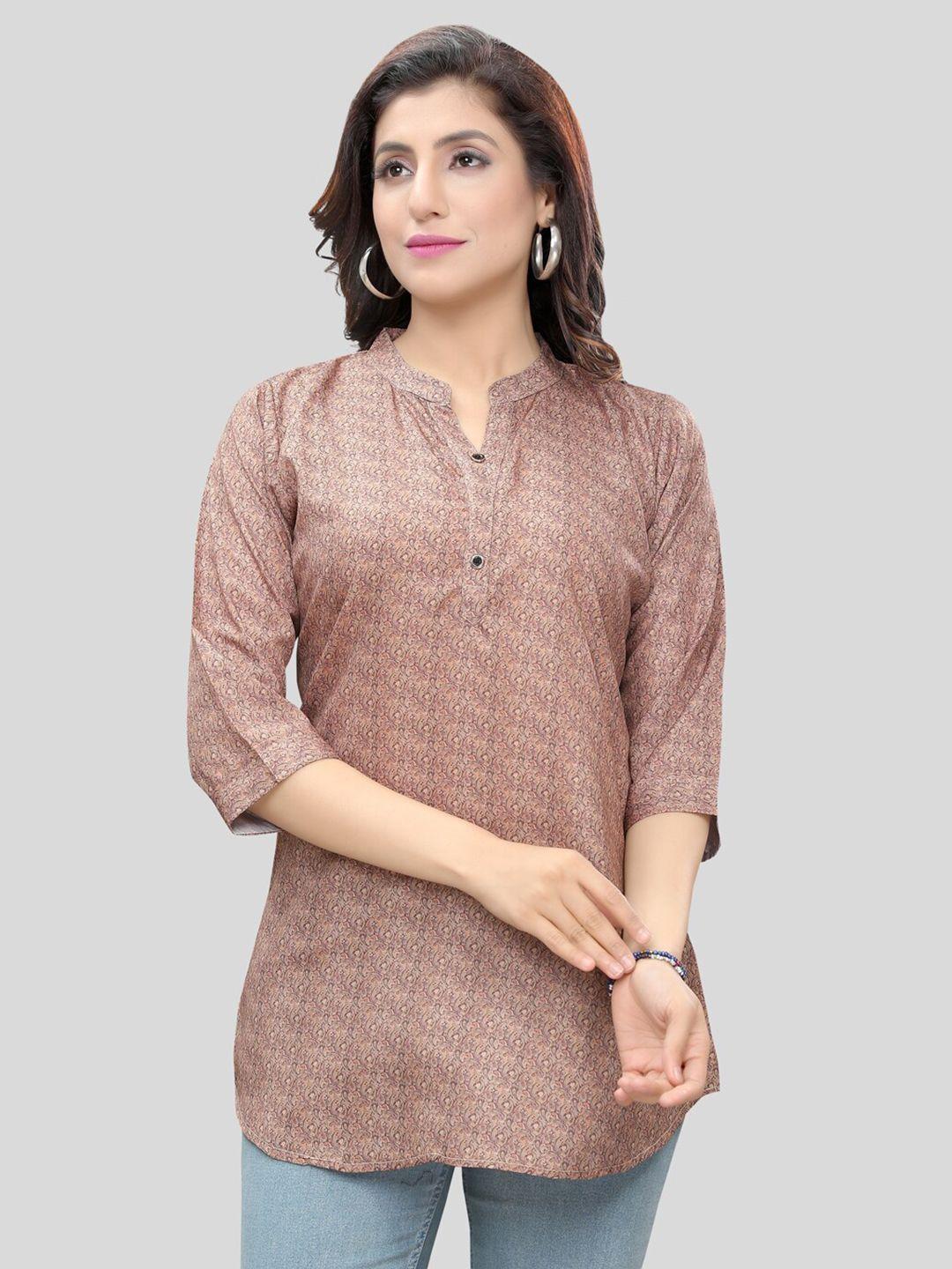 saree swarg brown floral printed kurti