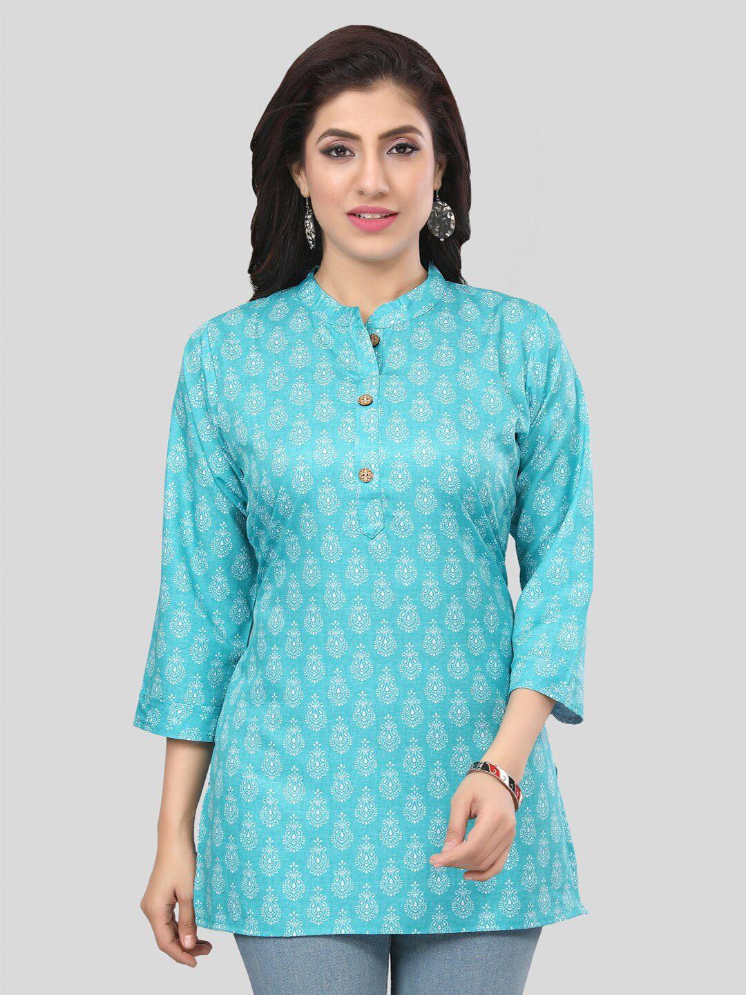 saree swarg ethnic motifs printed mandarin collar kurti