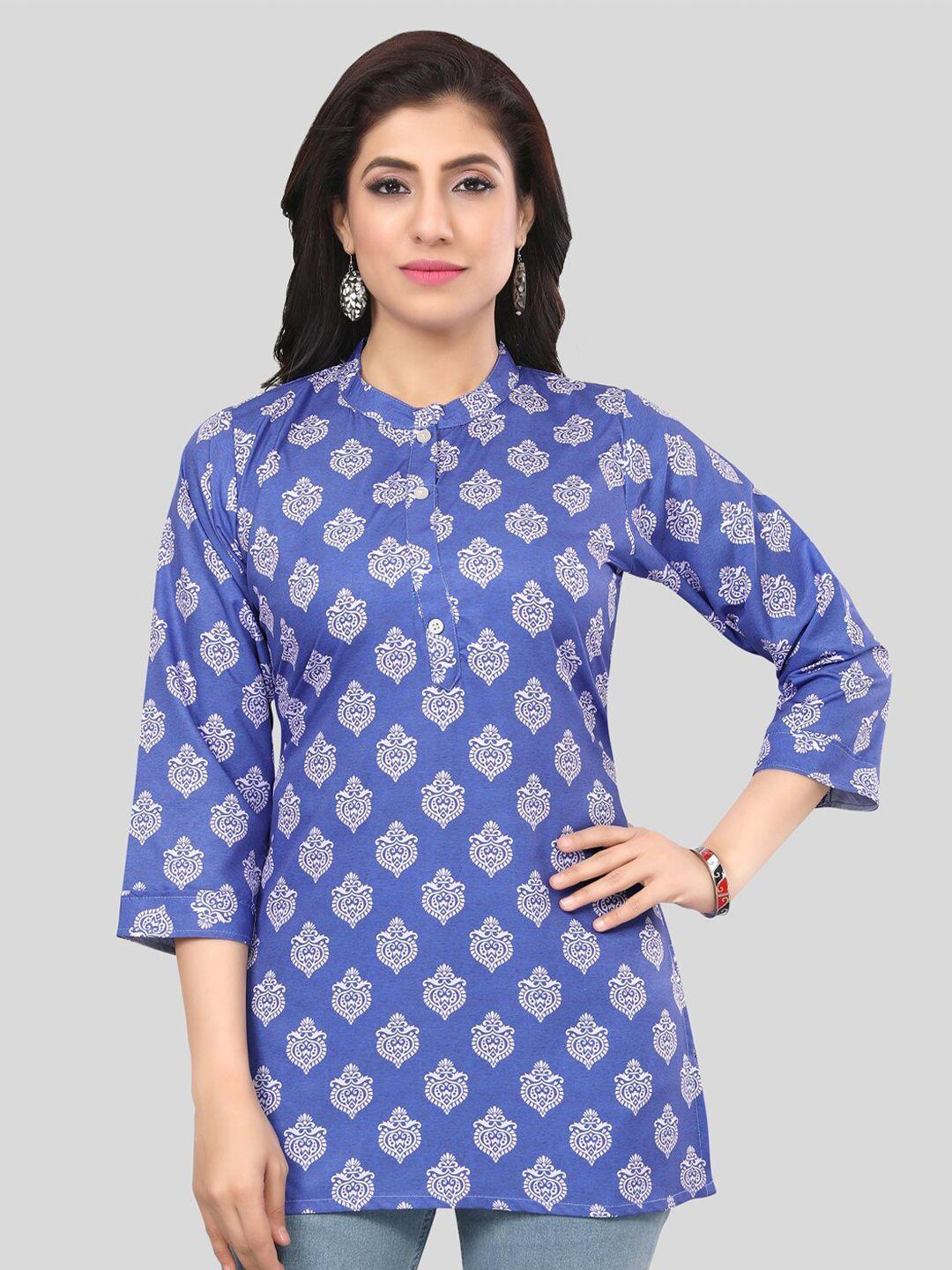 saree swarg ethnic motifs printed mandarin collar kurti