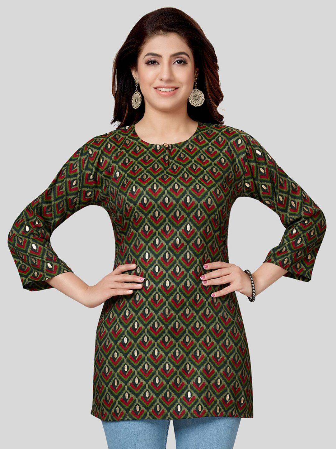 saree swarg ethnic motifs printed straight kurti