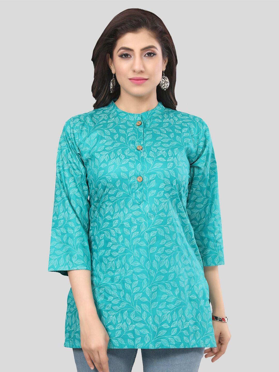 saree swarg floral printed mandarin collar kurti