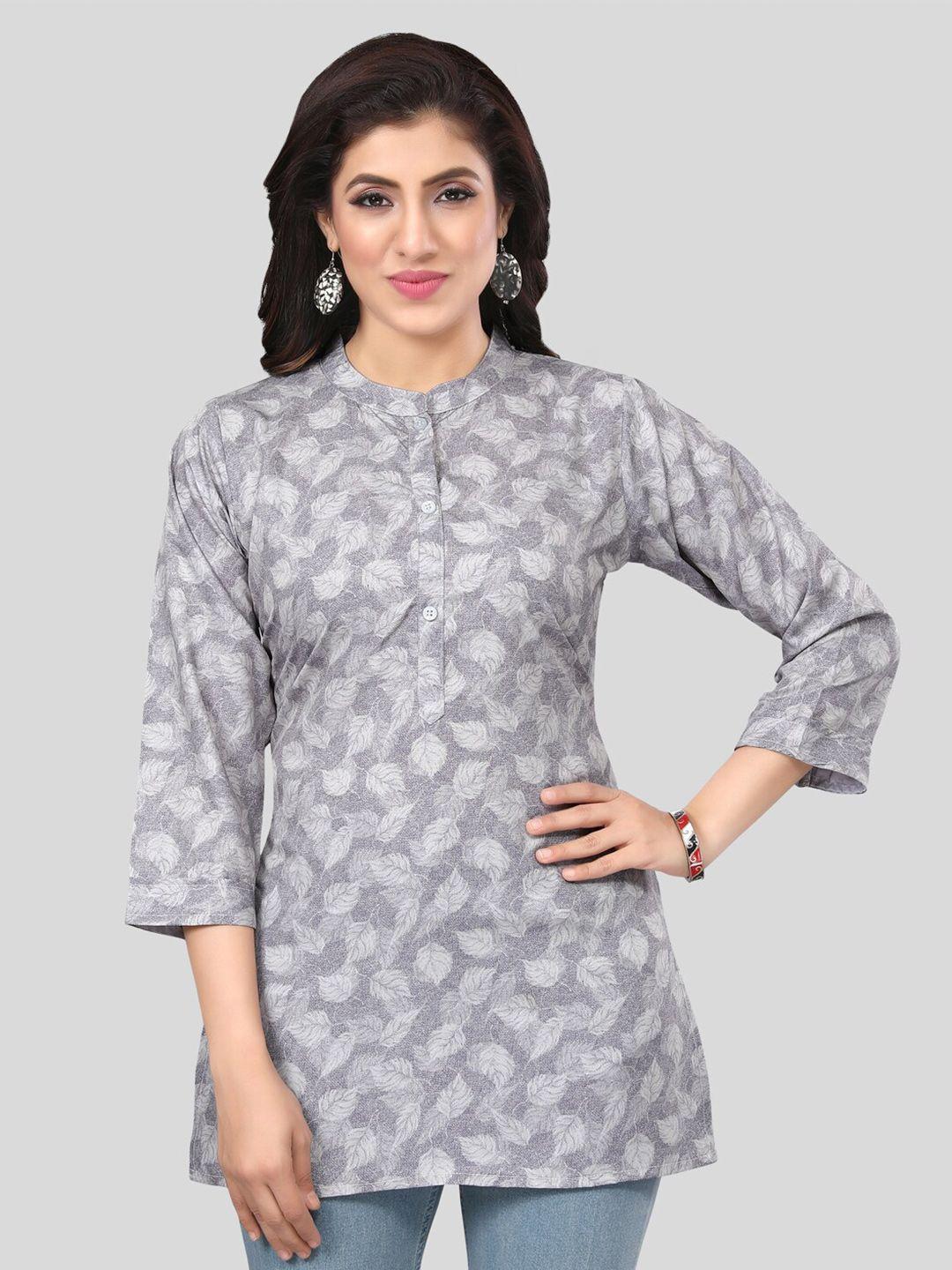 saree swarg floral printed mandarin collar kurti