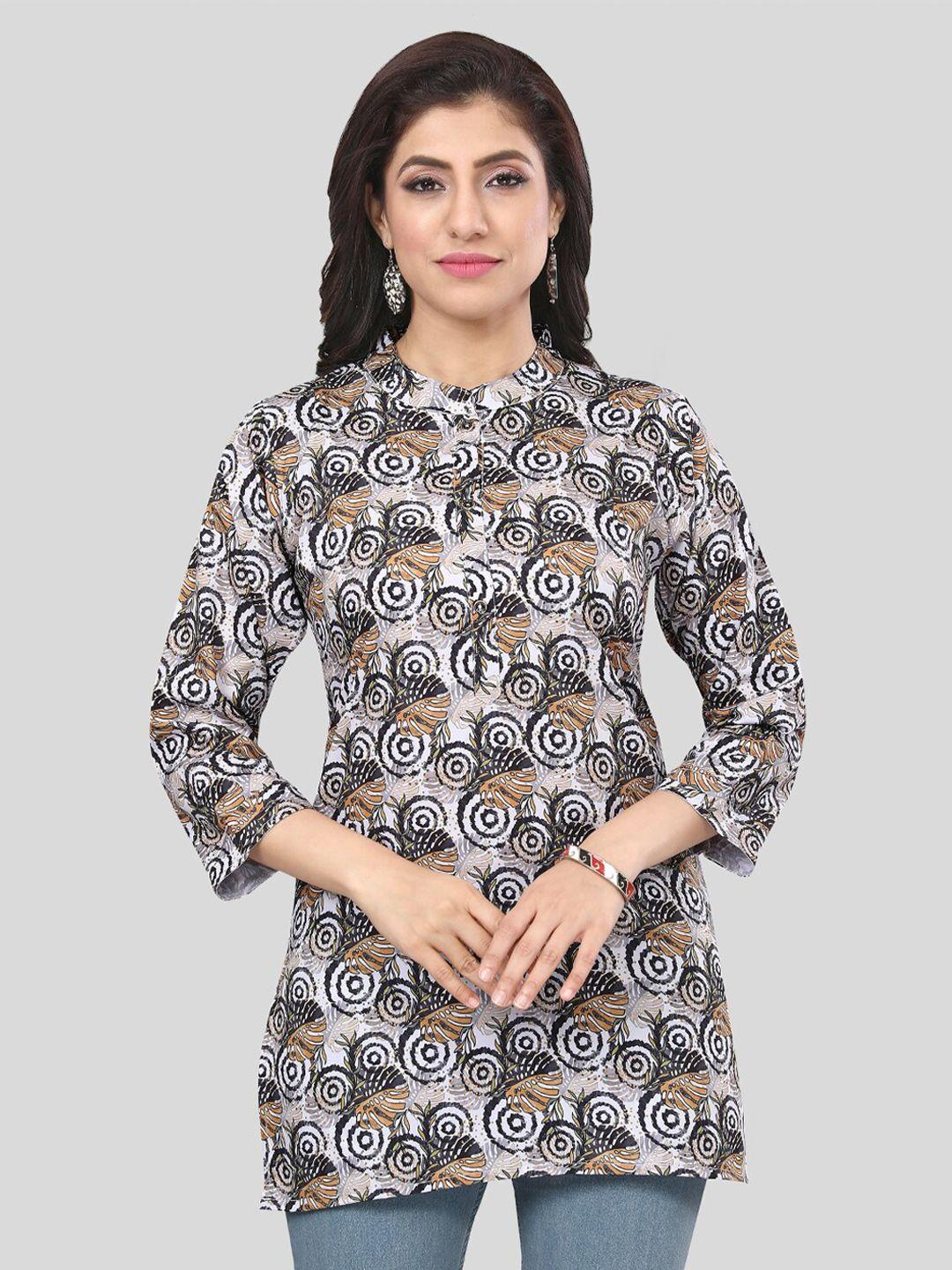 saree swarg floral printed mandarin collar kurti