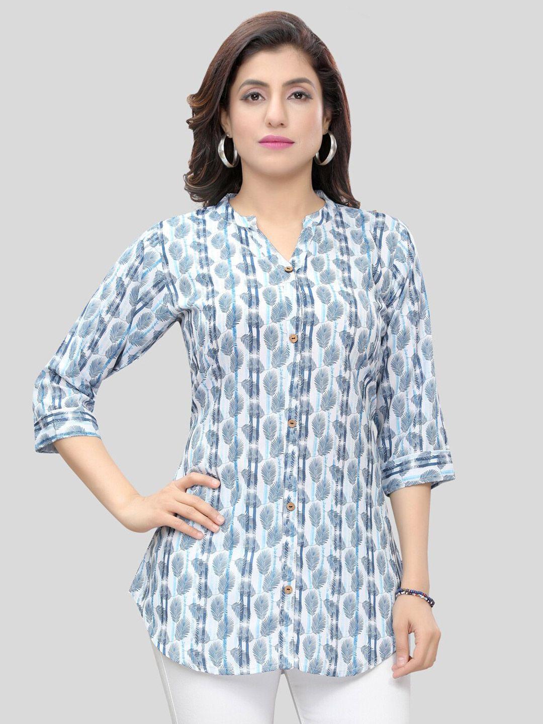 saree swarg floral printed mandarin collar kurti