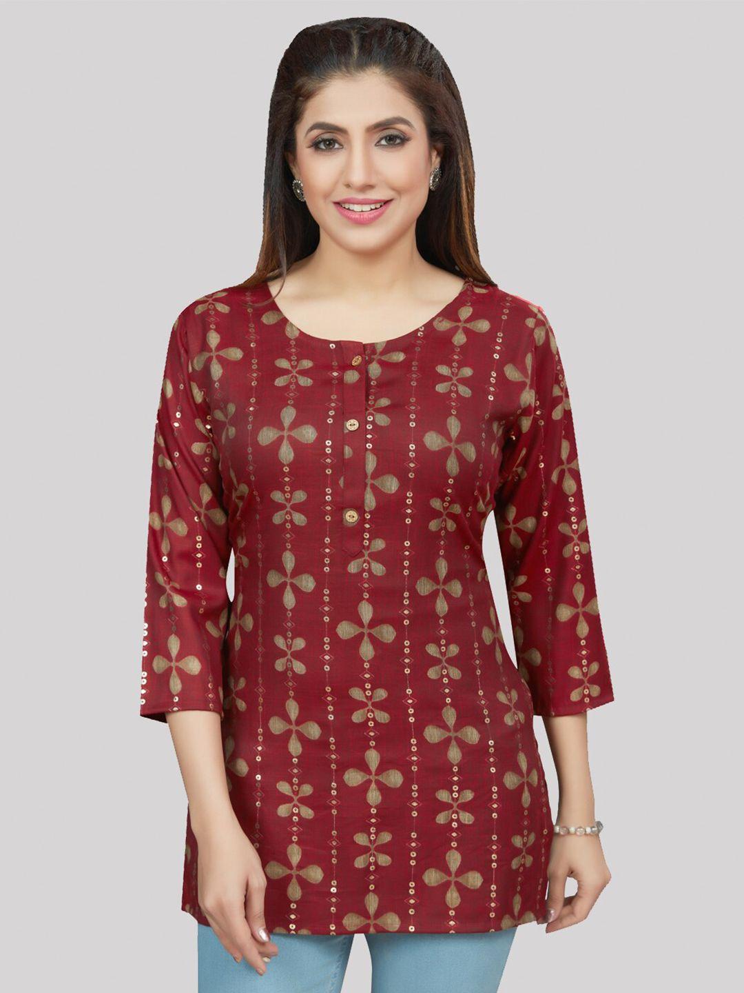 saree swarg floral printed sequinned sequinned kurti