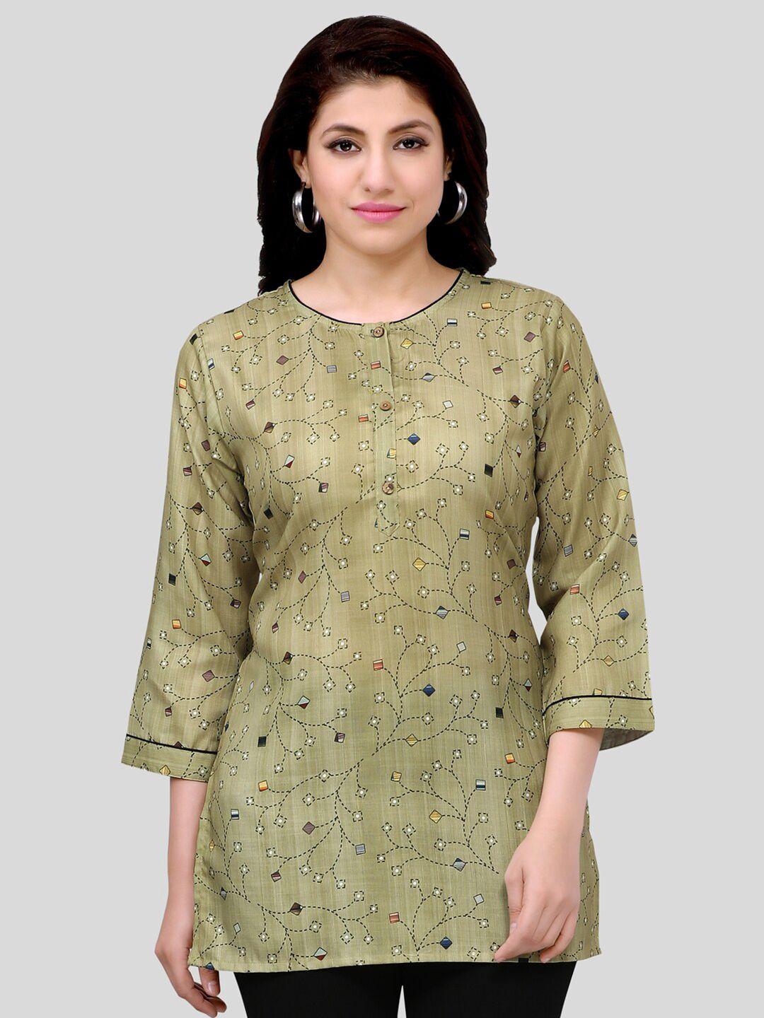 saree swarg green & black floral printed kurti