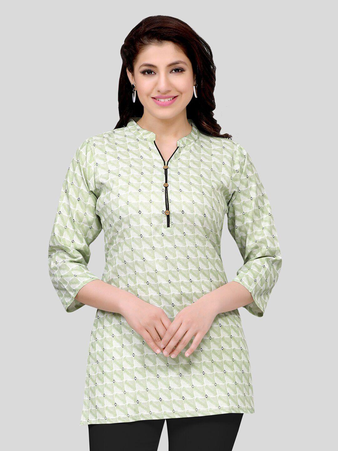 saree swarg green & black geometric printed kurti