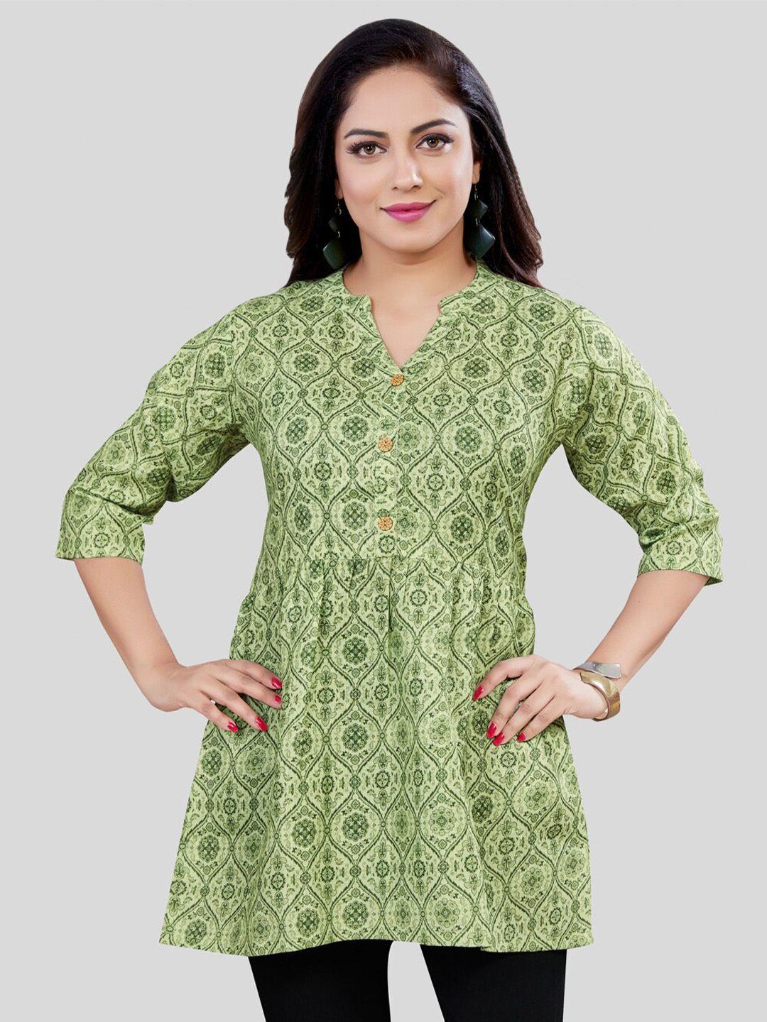 saree swarg green floral printed kurti