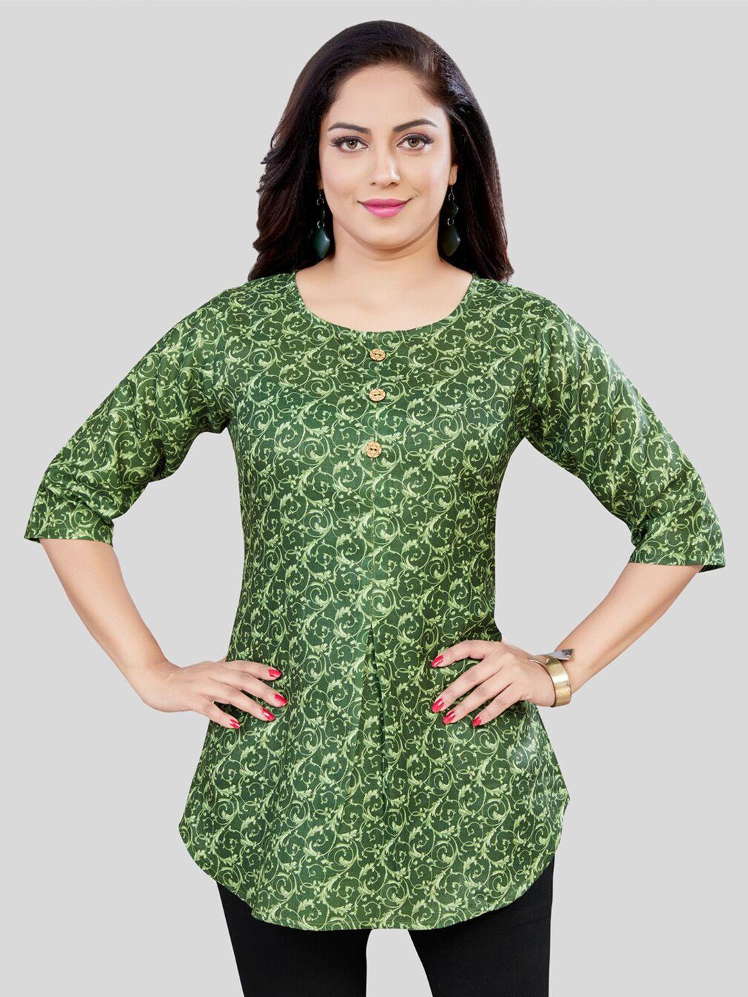 saree swarg green floral printed kurti