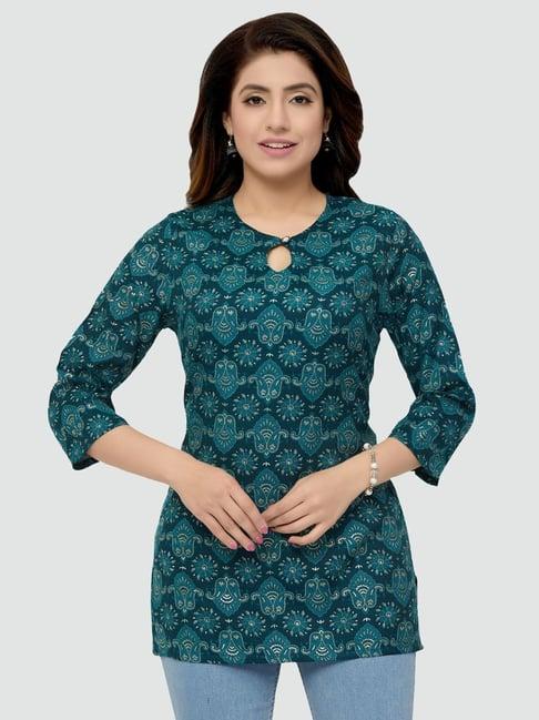 saree swarg green printed straight kurti