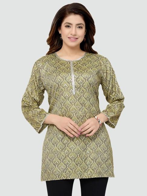 saree swarg green printed straight kurti