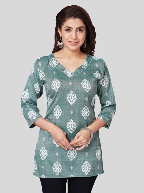 saree swarg green printed straight kurti