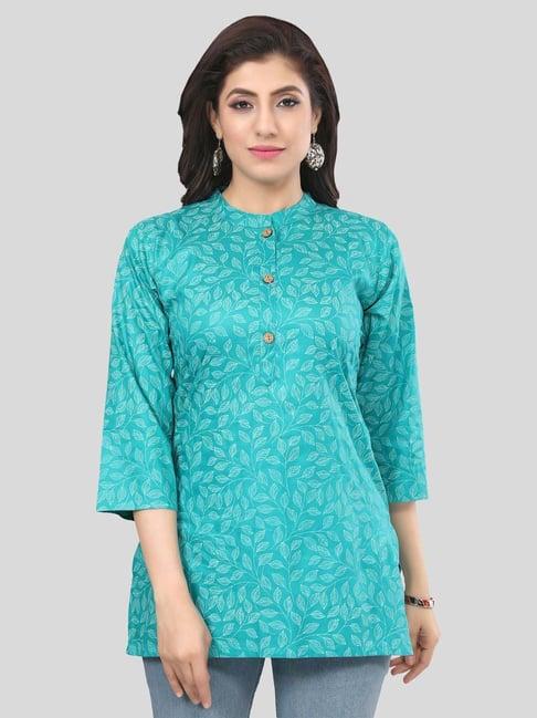 saree swarg green printed straight short kurti