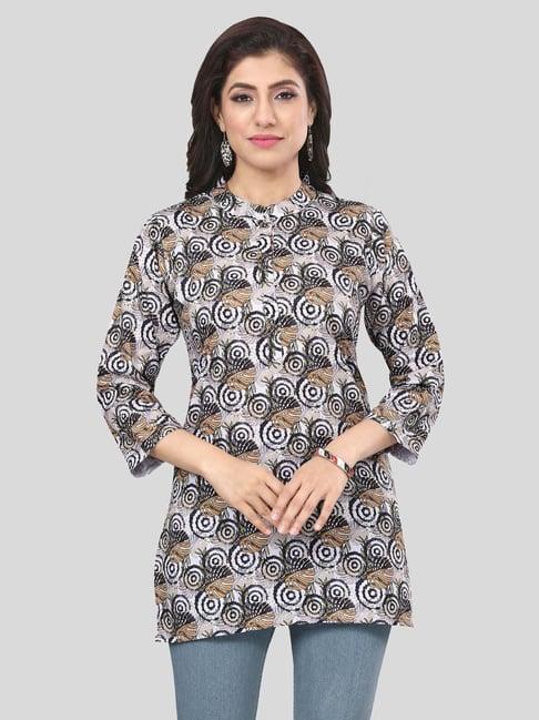 saree swarg grey printed straight short kurti