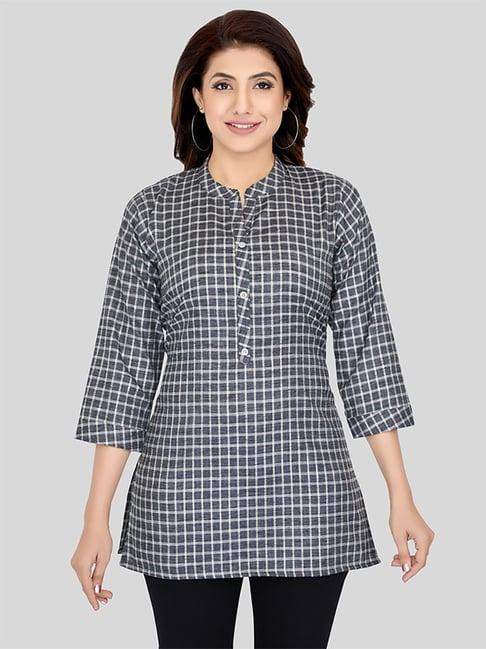 saree swarg grey printed straight short kurti