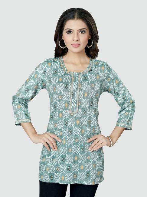 saree swarg grey printed tunic