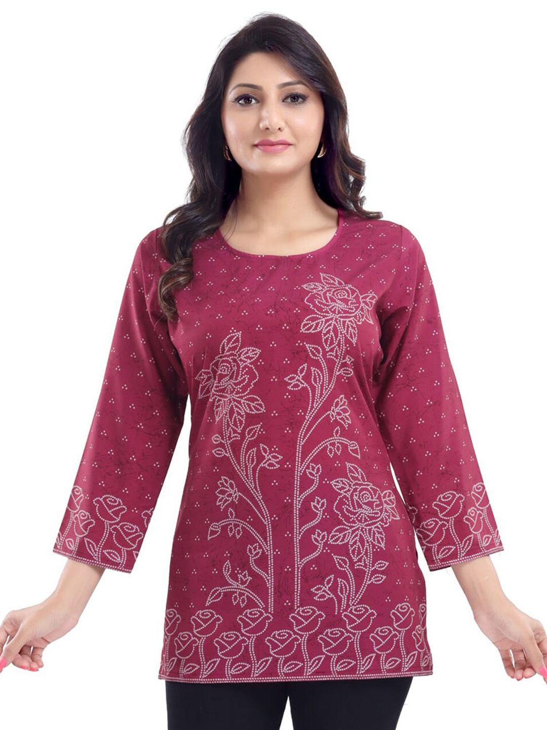 saree swarg magenta floral print crepe top