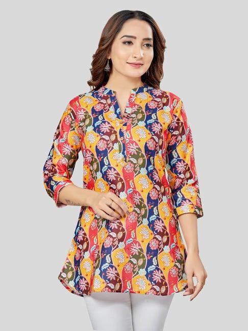 saree swarg multicolor printed a-line short kurti