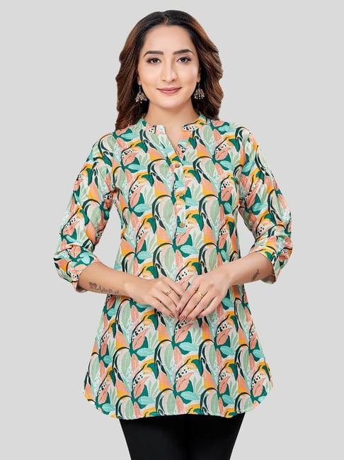 saree swarg multicolor printed a-line short kurti