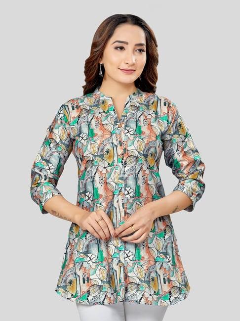 saree swarg multicolor printed a-line short kurti