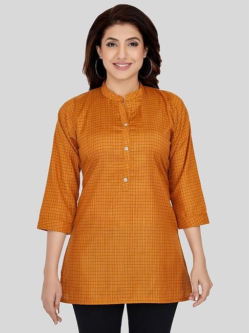 saree swarg mustard printed straight short kurti