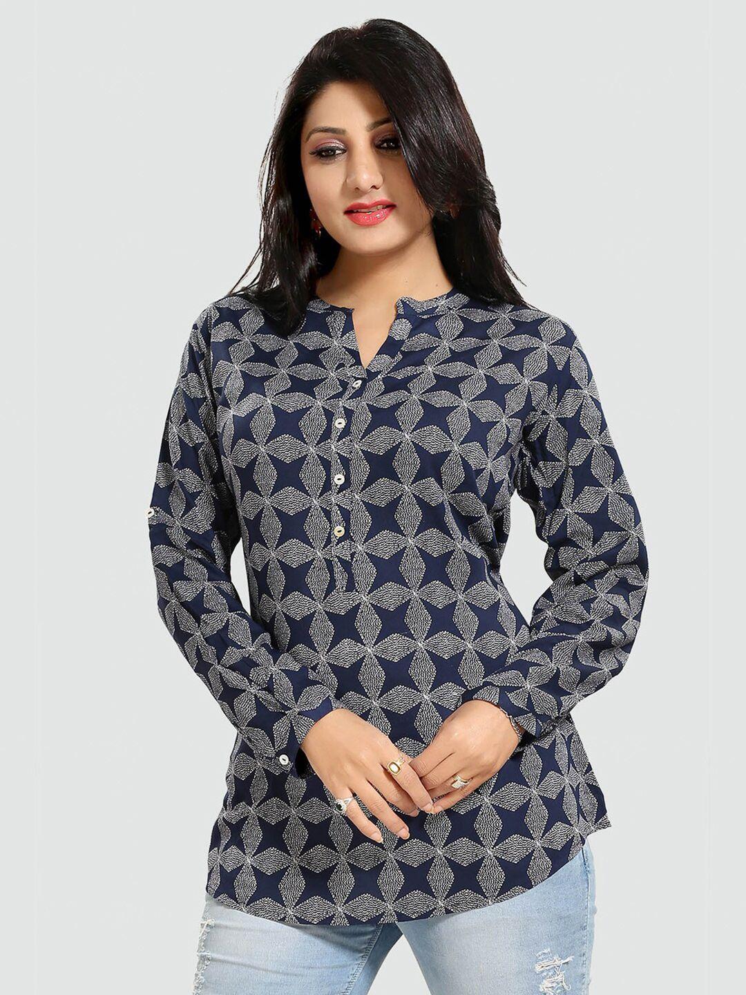 saree swarg navy blue printed kurti