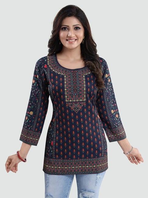 saree swarg navy printed tunic