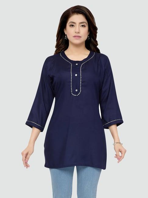 saree swarg navy regular fit straight kurti