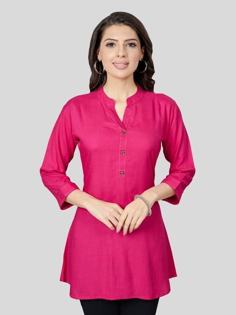 saree swarg pink a-line short kurti