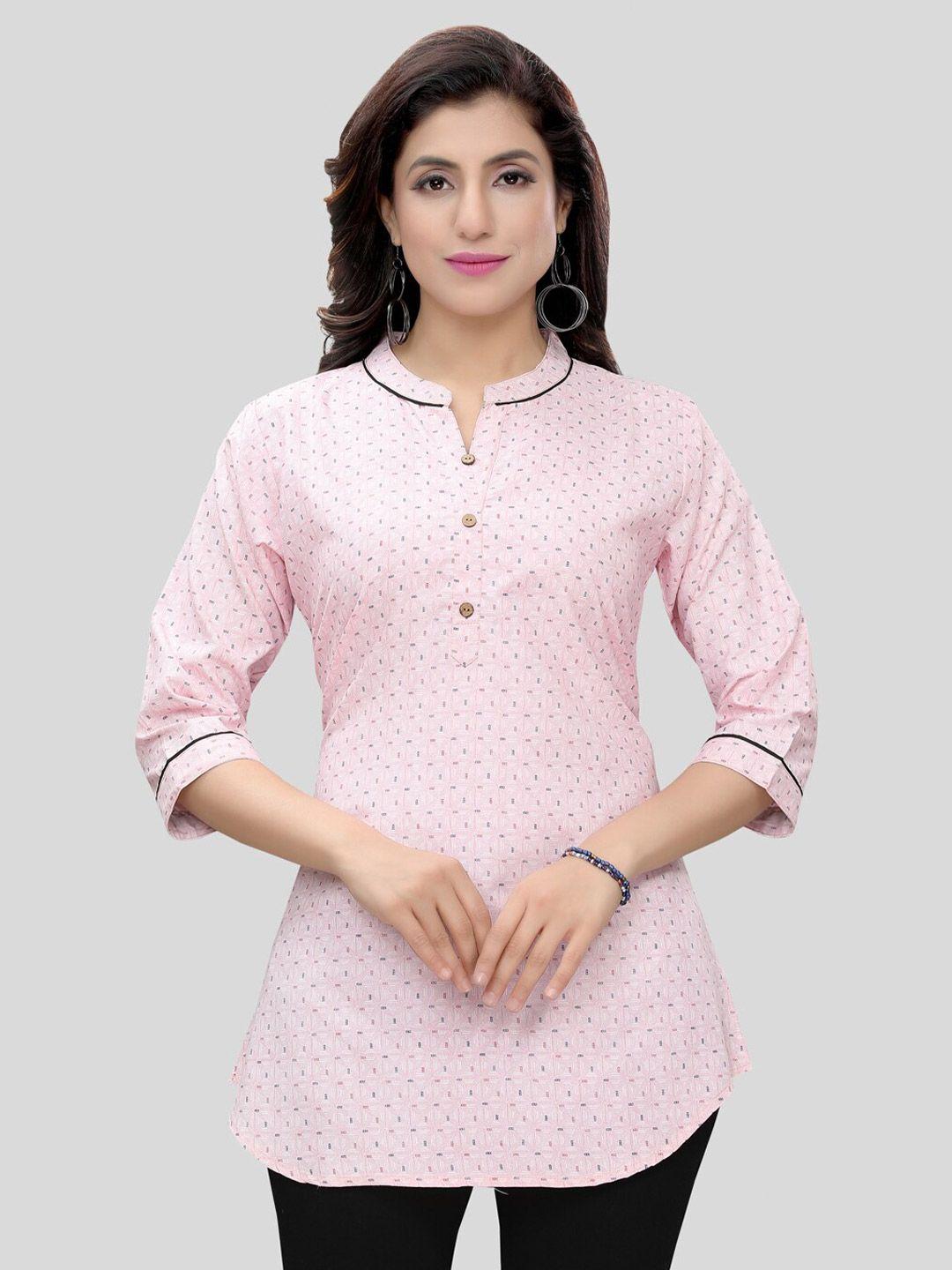 saree swarg pink ethnic motifs printed kurti