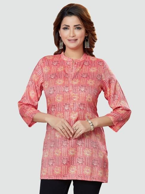 saree swarg pink printed straight kurti