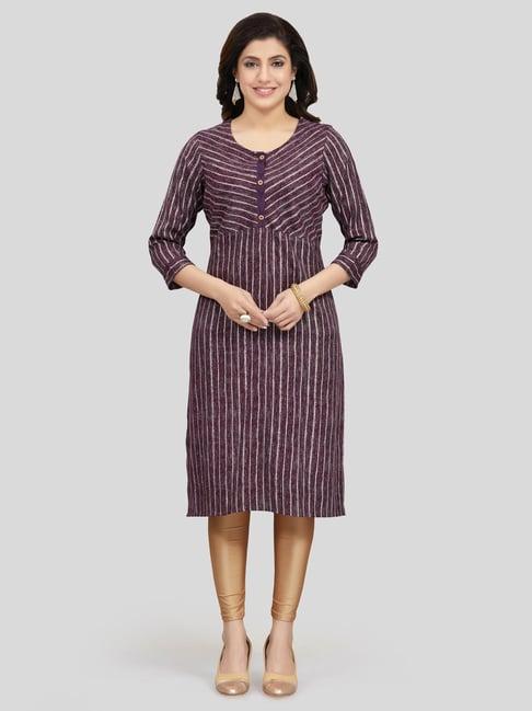 saree swarg purple printed straight kurta