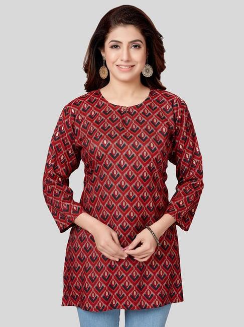 saree swarg red printed straight kurti