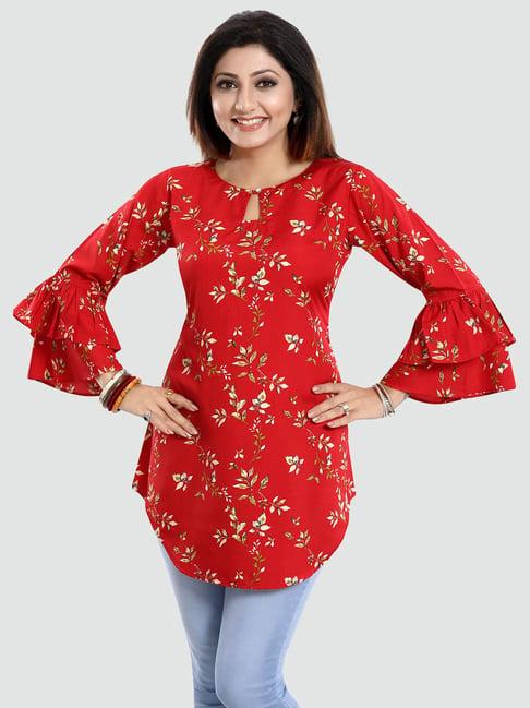saree swarg red printed tunic
