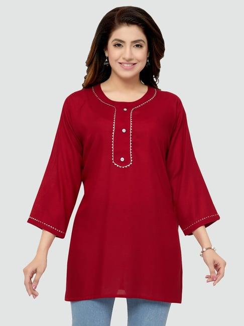 saree swarg red regular fit straight kurti