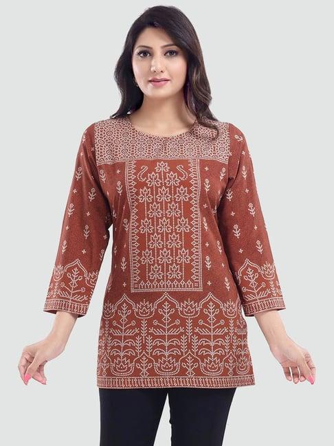 saree swarg rust printed tunic
