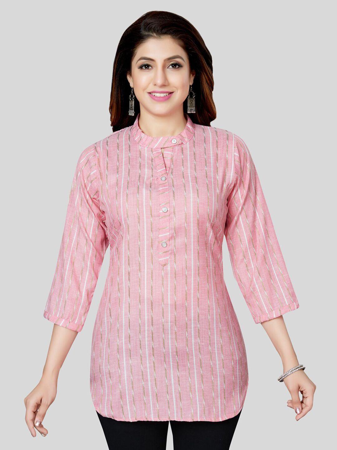 saree swarg striped mandarin collar kurti