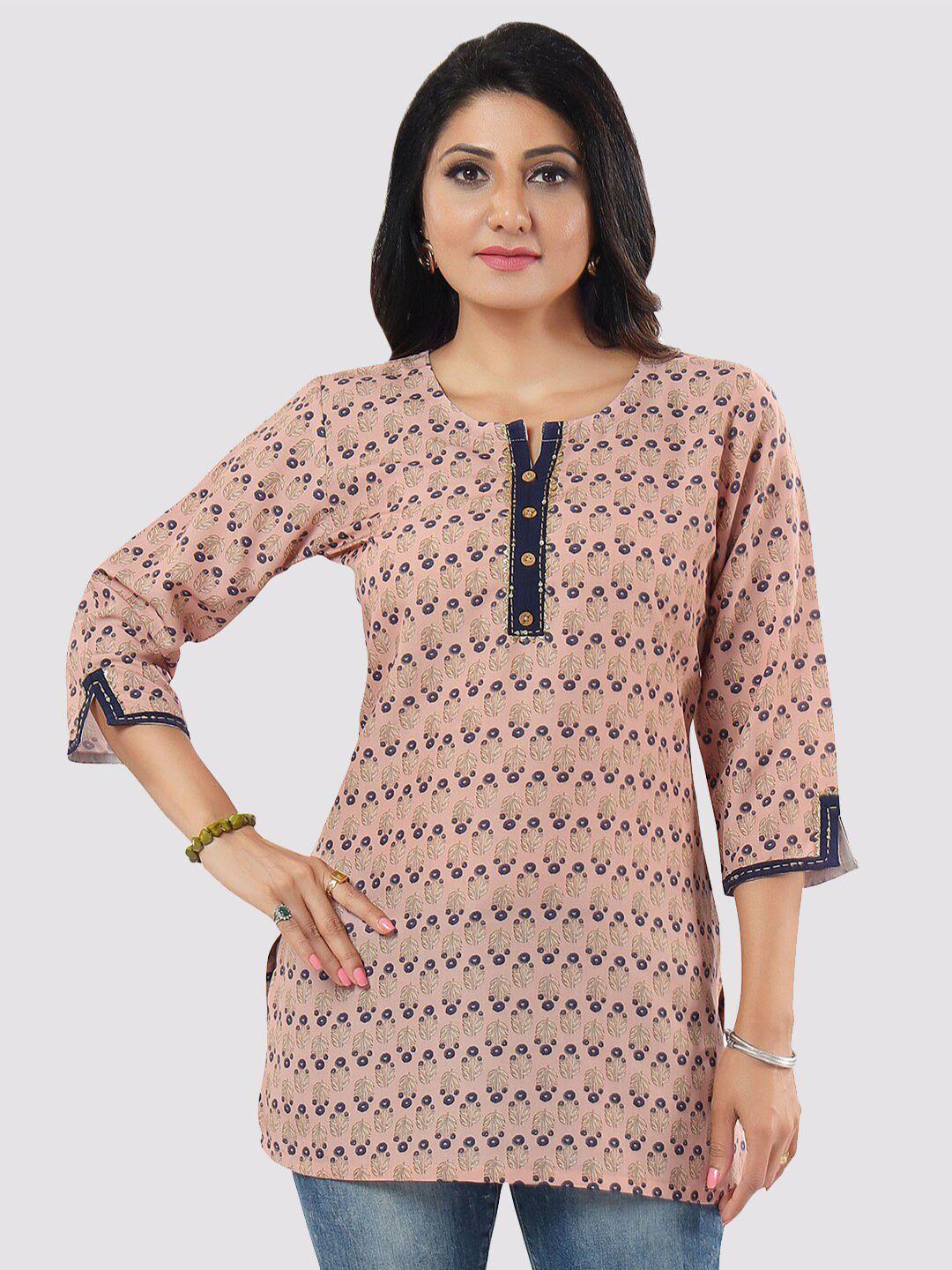 saree swarg women beige ethnic motifs printed kurti