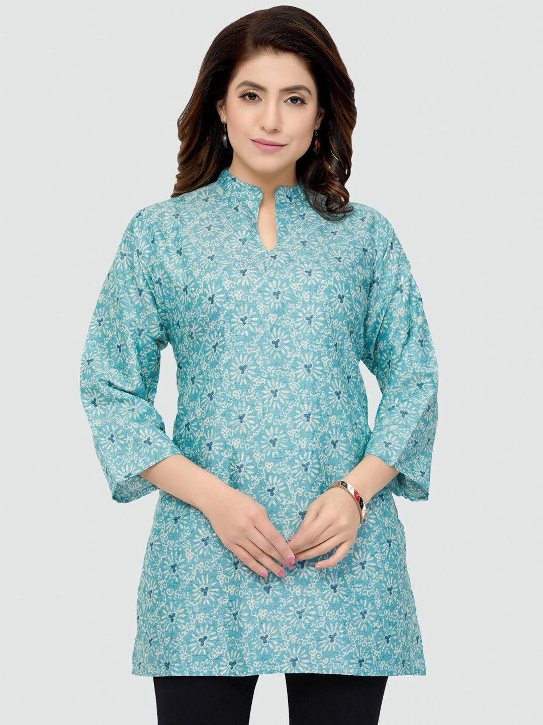 saree swarg women blue printed kurti