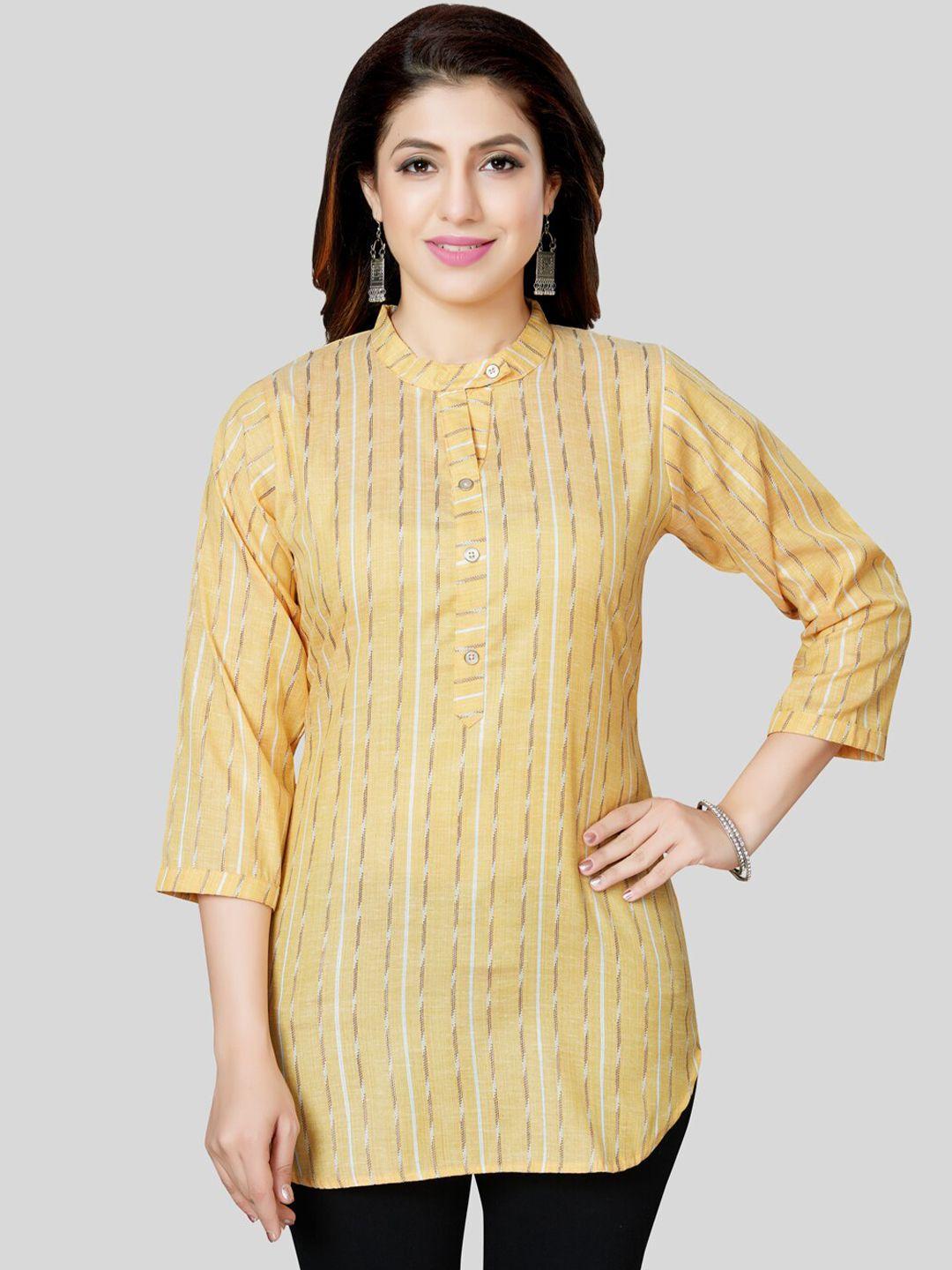 saree swarg yellow & apricot gelato woven design kurti