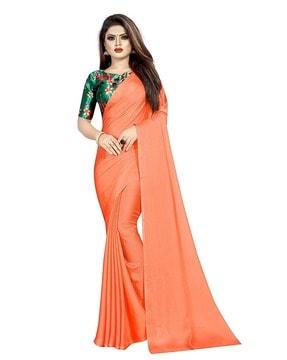 saree with contrast blouse