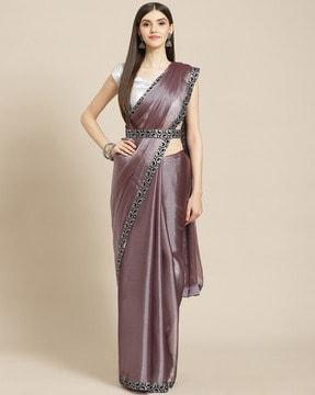 saree with contrast embellished border