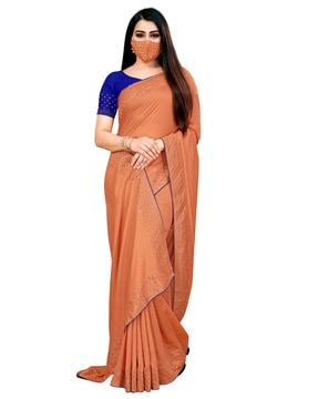 saree with contrast embellished border