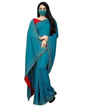 saree with contrast embellished border