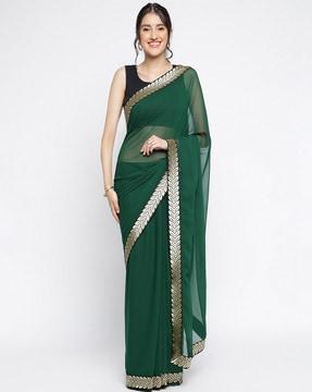 saree with contrast lace border