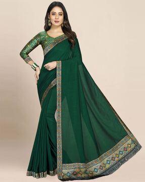 saree with contrast lace border